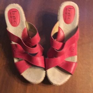 Born Concept BOC Strap Red Wedge Printed Cork Heel